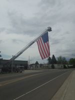 American Flag on Firetruck ladder